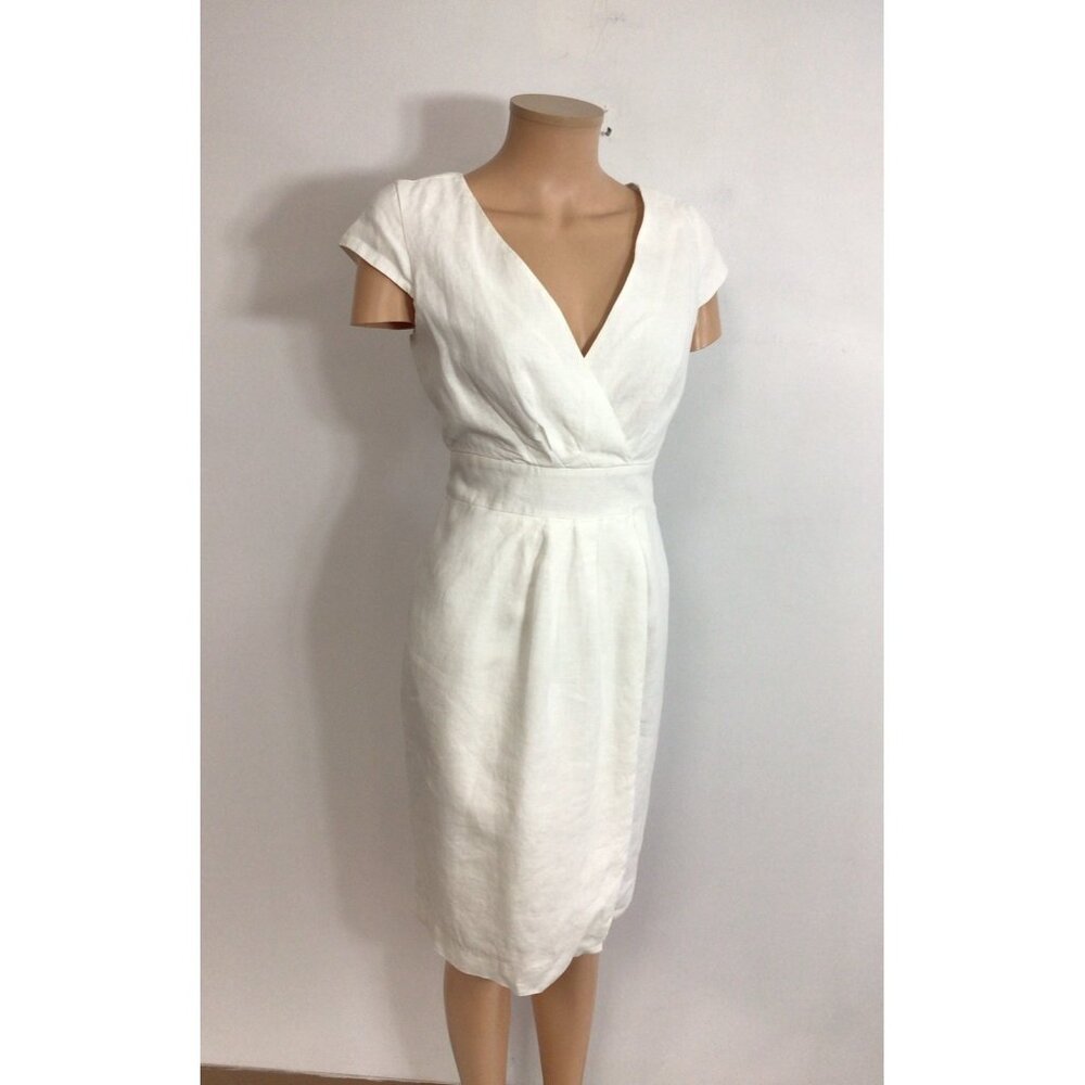 Talbots Elegant White Wrap Midi Dress